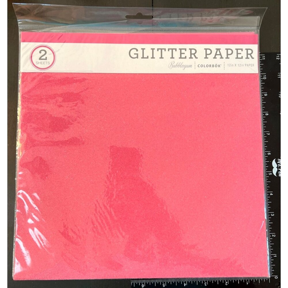 Pink Bubblegum Glitter Paper by Colorbok 3 Sheets 67289C 12x12